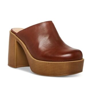 Steve Madden Bowe Brown Platform Leather Chunky Mule